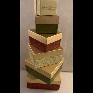 Harry & David Nesting boxes (6) Burgundy, green, cream & gold